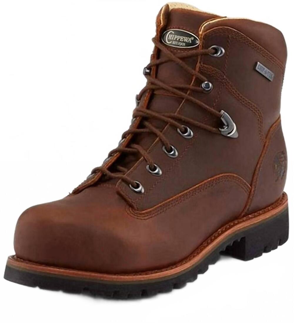NEW CHIPPEWA men's leather lace-up work boots in brown